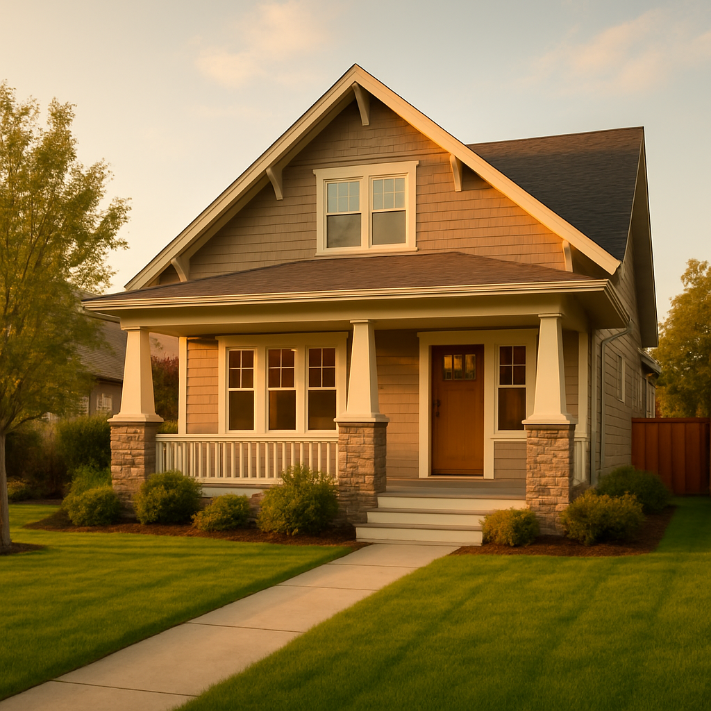 A welcoming suburban home at golden hour